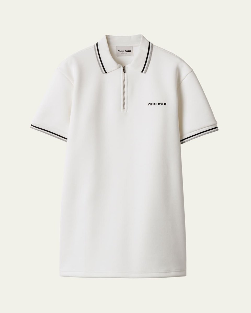 Cotton Pique Short-Sleeve Polo Mini Dress